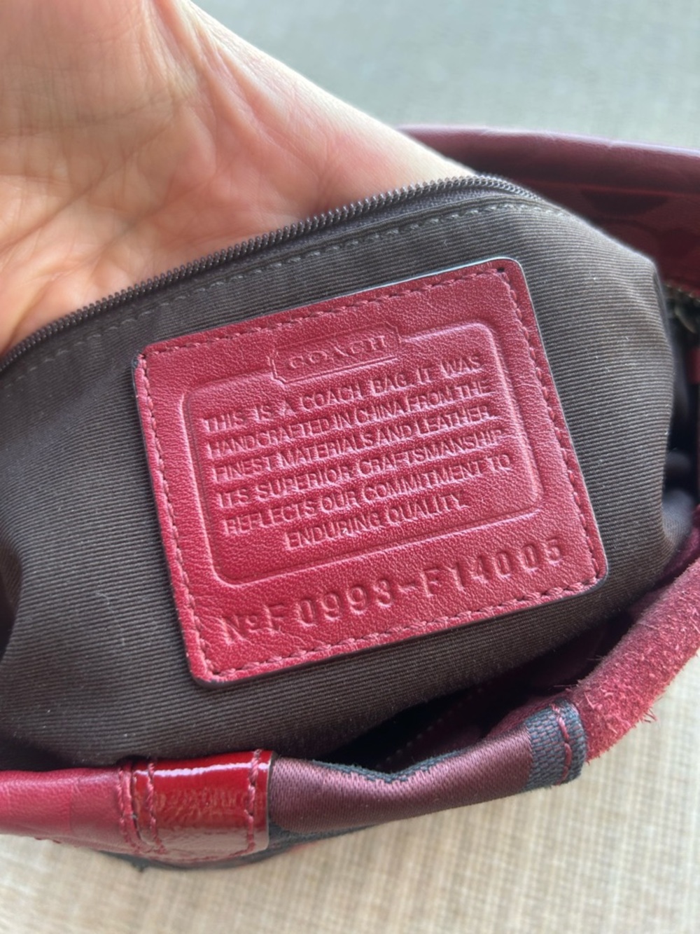 Vintage Zoe Coach Patchwork Red and Brown Shoulder Bag - Picture 9 of 10